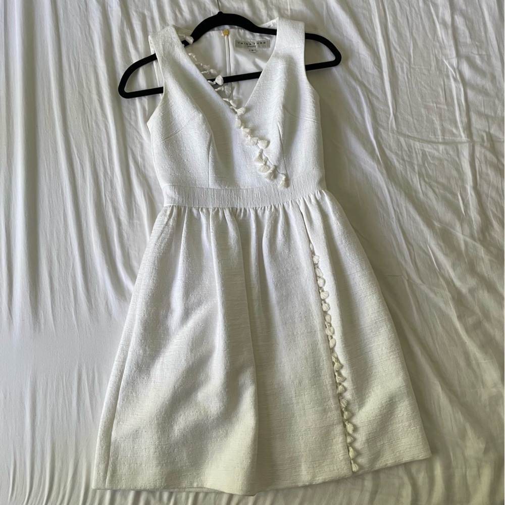 Trina Turk white dress with tassels size 0